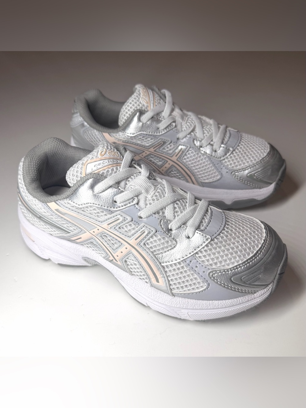 ASICS Kids Gel-1130 GS White Pearl Pink Silver Running Shoes Size-3 - Picture 5 of 9